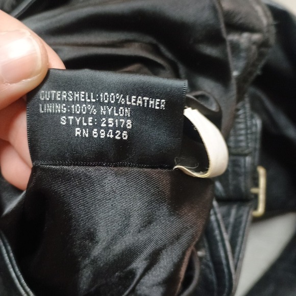 Tannery West Black Motorcycle Biker Zip 100% Soft Leather Bomber Jacket  Large - Picture 4 of 5